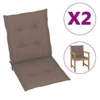 vidaXL Tuinstoelkussens lage rug 2 st 100x50x3 cm oxford stof taupe