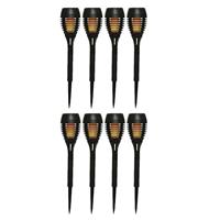 Set Van 8x Stuks Solar Tuinfakkels/tuinlampen Vlam Effect Op Zonne-energie 27 Cm - Prikspots Tuinverlichting