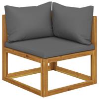 vidaxl Modular-Ecksofa mit Dunkelgrauen Kissen Akazie Massivholz