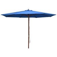 Vidaxl Tuinparasol Met Houten Paal 350 Cm Blauw