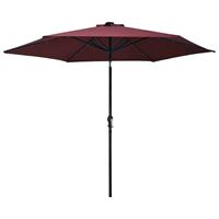 vidaxl Sonnenschirm mit LED-Leuchten und Stahlmast 300 cm Bordeauxrot