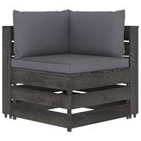 vidaxl Modulares Ecksofa mit Kissen Grau Imprägniertes Holz