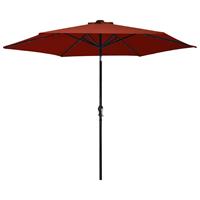 vidaxl Sonnenschirm mit LED-Leuchten Stahlmast 300 cm Terrakotta-Rot