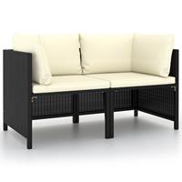 Vidaxl Tuinbank 2-zits Met Kussens Poly Rattan Zwart