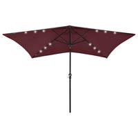 Vidaxl Parasol Met Led's En Stalen Paal 2x3 M Bordeauxrood