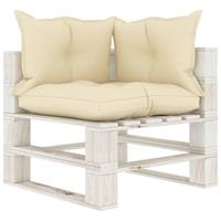 vidaXL Garten-Paletten-Ecksofa mit Creme-Kissen Holz 