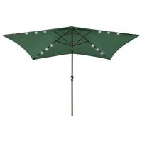 Vidaxl Parasol Met Led's En Stalen Paal 2x3 M Groen