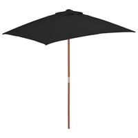 Vidaxl Parasol Met Houten Paal 150x200 Cm Zwart