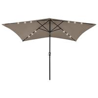 vidaxl Sonnenschirm mit LEDs und Stahl-Mast Taupe 2x3 m