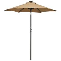 Vidaxl Parasol Met Led-verlichting 200x211 Cm Aluminium Taupe