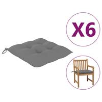 vidaxl Stoelkussens 6 st 50x50x7 cm oxford stof grijs
