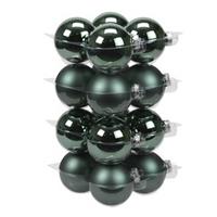 16x Emerald Groene Glazen Kerstballen 8 Cm - Mat/glans - Kerstboomversiering Emerald Groen