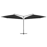 vidaxl Doppelsonnenschirm mit Stahlmast 250×250 cm Schwarz