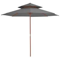 Vidaxl Dubbeldekker Parasol Met Houten Paal 270 Cm Antraciet