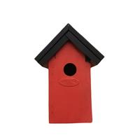 Houten Vogelhuisje/nestkastje 22 Cm - In Het Zwart/rood Maken - Dhz Schilderen Pakket - 2x Tubes Verf En Kwasten