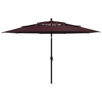 Vidaxl Parasol 3-laags Met Aluminium Paal 3,5 M Bordeauxrood