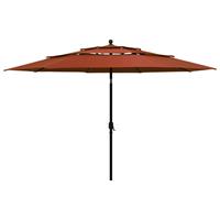 Parasol 3-laags met aluminium paal 3,5 m terracottakleurig