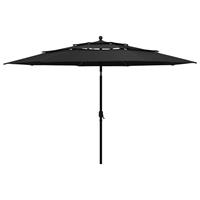 Vidaxl Parasol 3-laags Met Aluminium Paal 3,5 M Zwart