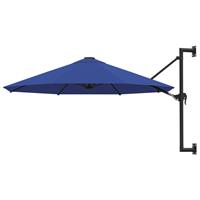 vidaxl Sonnenschirm Wandmontage mit Metallmast 300 cm Blau