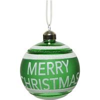 3x Groene Glazen Kerstballen Merry Christmas 8 Cm - Groene Kerstballen Kerstversiering Van Glas