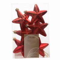 Kerstboom Decoratie Sterren Rood 6 Stuks Elegant Christmas 7 Cm