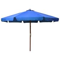 Vidaxl Tuinparasol Met Houten Paal 330 Cm Azuurblauw