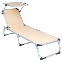VCM Sonnenliege Sonnendach beige 187x57x30 cm Alu Campingliege klappbar mehrfarbig