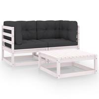 vidaXL 3-tlg. Garten-Lounge-Set mit Kissen Kiefer Massivholz Weiß