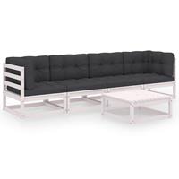 vidaXL 5-tlg. Garten-Lounge-Set mit Kissen Kiefer Massivholz Weiß