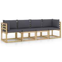 vidaXL 4-Sitzer-Gartensofa mit Anthrazit Kissen 