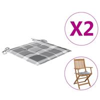 vidaXL Tuinstoelkussens 2 st 40x40x3 cm oxford stof ruitpatroon grijs