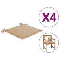 vidaXL Tuinstoelkussens 4 st 50x50x3 cm oxford stof beige