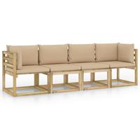 vidaXL 4-Sitzer-Gartensofa mit Beige Kissen 