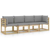 vidaXL 4-Sitzer-Gartensofa mit Grauen Kissen 