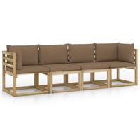 vidaXL 4-Sitzer-Gartensofa mit Taupe Kissen 