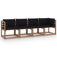 vidaXL Garten-Palettensofa 4-Sitzer mit Kissen Kiefernholz Imprägniert 