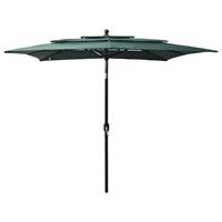 VidaXL Parasol 3-laags Met Aluminium Paal 2,5x2,5 M Groen