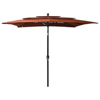 VidaXL Parasol 3-laags Met Aluminium Paal 2,5x2,5 M Terracottakleurig