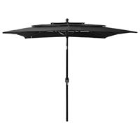 VidaXL Parasol 3-laags Met Aluminium Paal 2,5x2,5 M Zwart