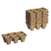 10x Stuks Houtvezel Kweekpotjes/stekpotjes Trays Met 6 Vakjes 5 X 5 Cm - Kweekbak Accessoires