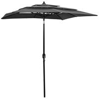 VidaXL Parasol 3-laags Met Aluminium Paal 2x2 M Antracietkleurig