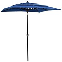 VidaXL Parasol 3-laags Met Aluminium Paal 2x2 M Azuurblauw