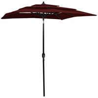 VidaXL Parasol 3-laags Met Aluminium Paal 2x2 M Bordeauxrood