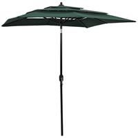 VidaXL Parasol 3-laags Met Aluminium Paal 2x2 M Groen