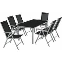 Tectake Tuinset 6+1, Aluminium Frame 6 Stoelen En 1 Tafel ichtgrijs - 402167