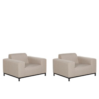 Beliani Fauteauil set van 2 stof beige/zwart ROVIGO