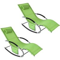 SOBUY OGS28-GRx2 2-er Set Swingliege Schaukelliege Sonnenliege Liegestuhl Gartenliege mit Tasche Gewebe in Grün
