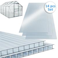 NO_BRAND Deuba 14x Polycarbonat Hohlkammerstegplatten 4mm 10,25 m² Doppelstegplatte 1210x605 Stegplatte Gewächshausplatte