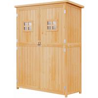 Outsunny Gartenschrank Holz Geräteschuppen Gerätehaus Geräteschrank Pultdach Garten Natur 127,5x50x164cm - natur