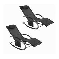 SOBUY 2-er Set Swingliege, Schaukelliege, Sonnenliege, in Schwarz,OGS28-SCHx2